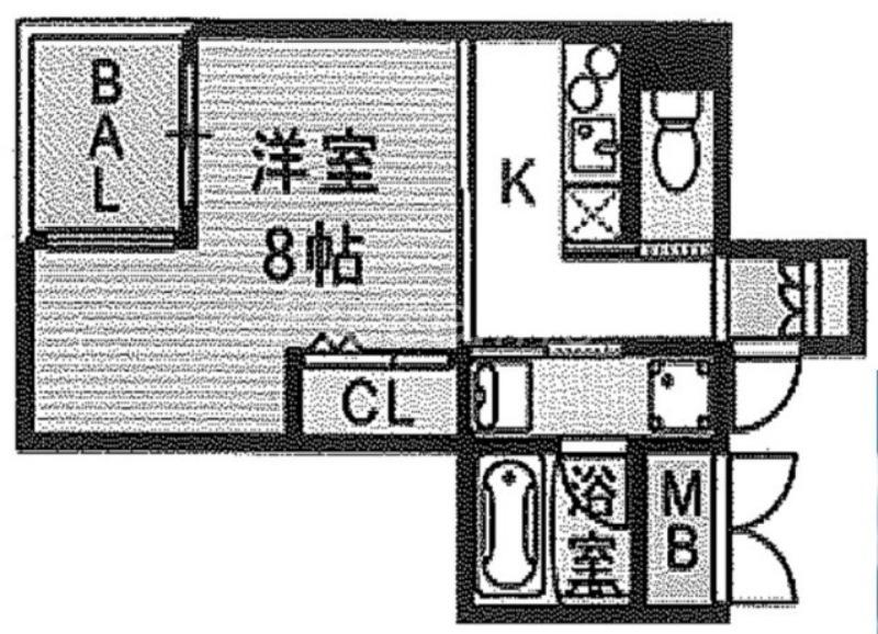 グラスロード新大阪(1K/3階)の間取り写真