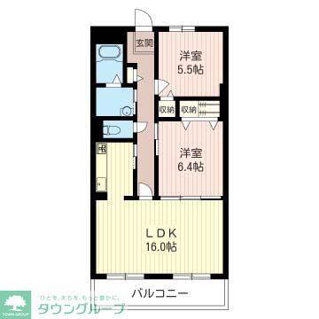 エクセラメゾン(2LDK/2階)の間取り写真