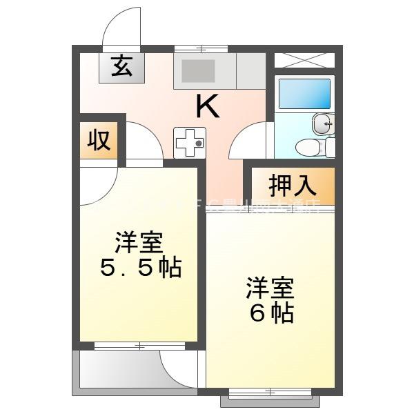 ハイコーポ谷野(2K/2階)の間取り写真