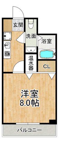 ニューバーリヤ学院坂(1K/1階)の間取り写真