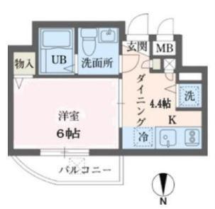 ウインベルデュエット恵比寿2(1DK/4階)の間取り写真
