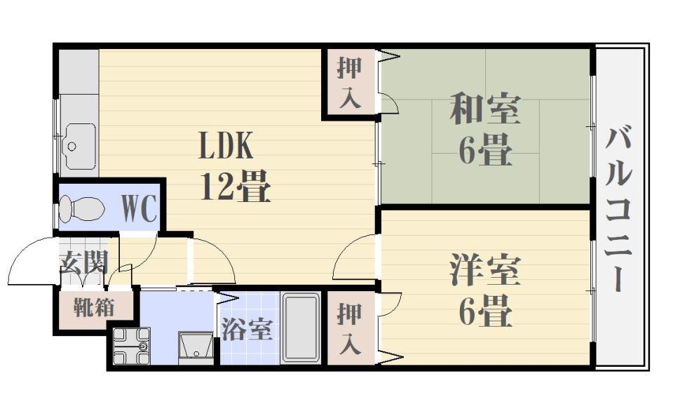 ビューポイント武A棟(2LDK/1階)の間取り写真