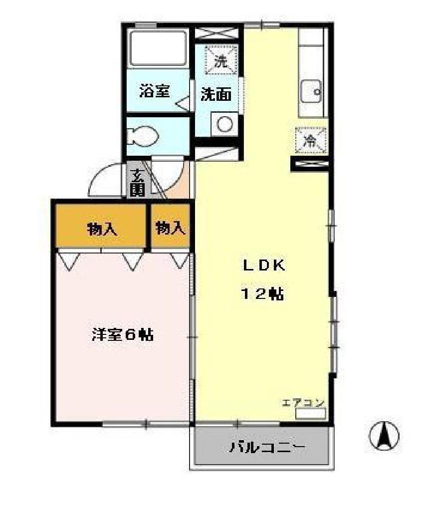カーサ・イオシス(1LDK/2階)の間取り写真