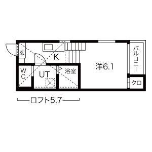 サニーベール志賀町(1K/2階)の間取り写真