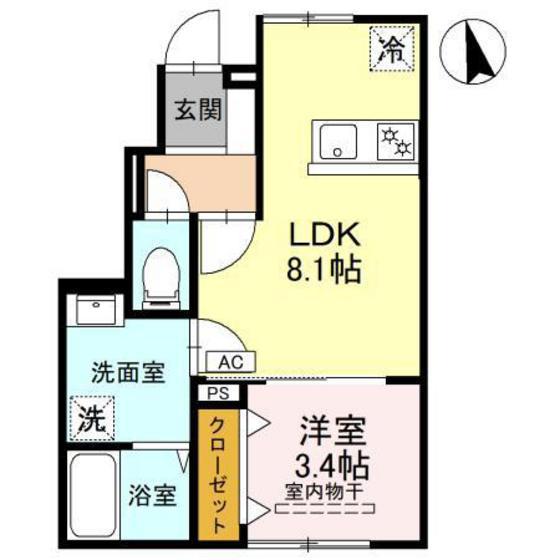 RELUXIA(1LDK/1階)の間取り写真