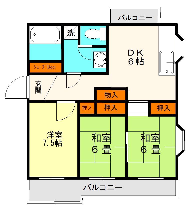 宮本コーポ(3DK/4階)の間取り写真