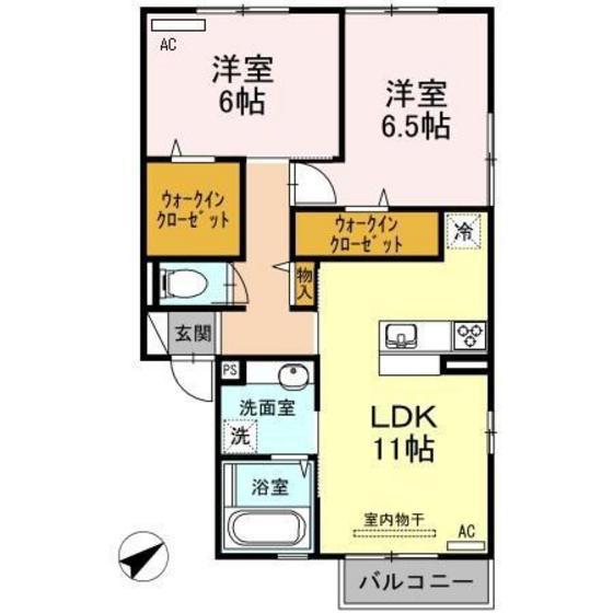 クレスト長束西(2LDK/2階)の間取り写真