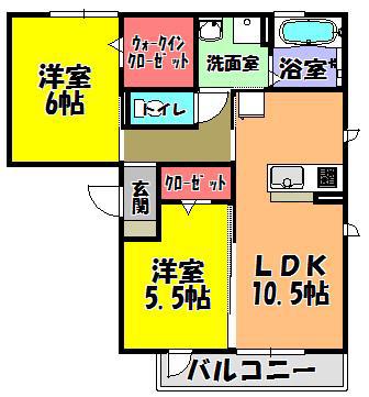 VALENCIA(2LDK/1階)の間取り写真