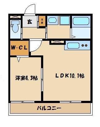 メゾンソレイユII(1LDK/2階)の間取り写真