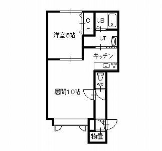 ラフプレイスII(1LDK/1階)の間取り写真