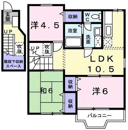 ヴィラ・ヴェルデ(3LDK/2階)の間取り写真