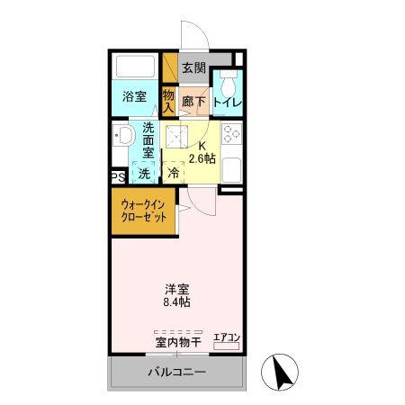 ラフィーネHASE(1K/1階)の間取り写真