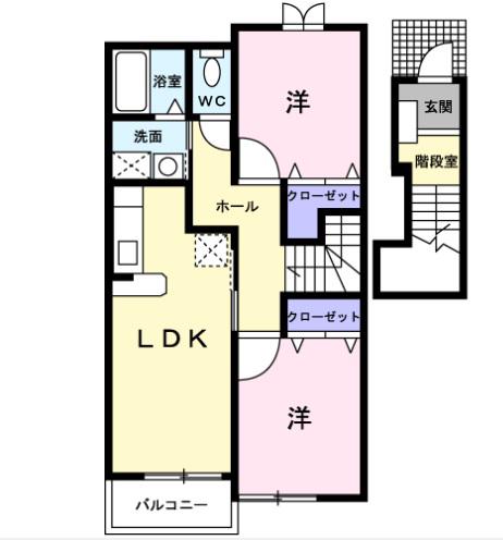 ヴァンク一ル A(2LDK/2階)の間取り写真
