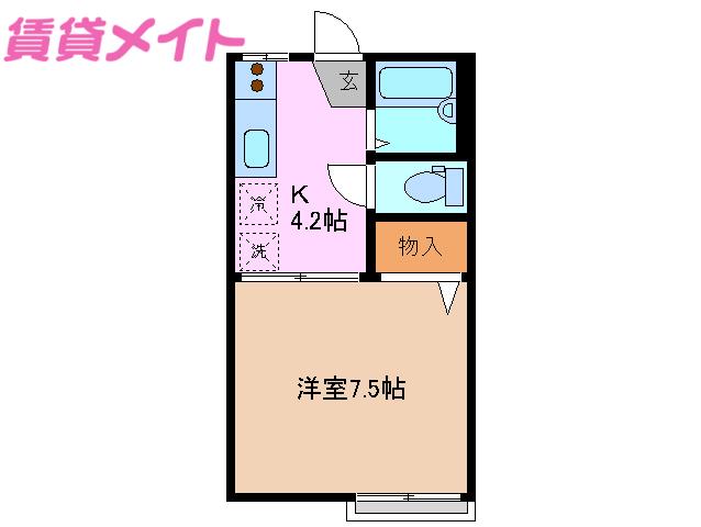 パークヒル生桑B棟(1K/1階)の間取り写真