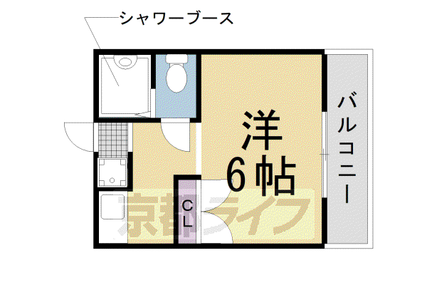カーサ桃山(1K/2階)の間取り写真