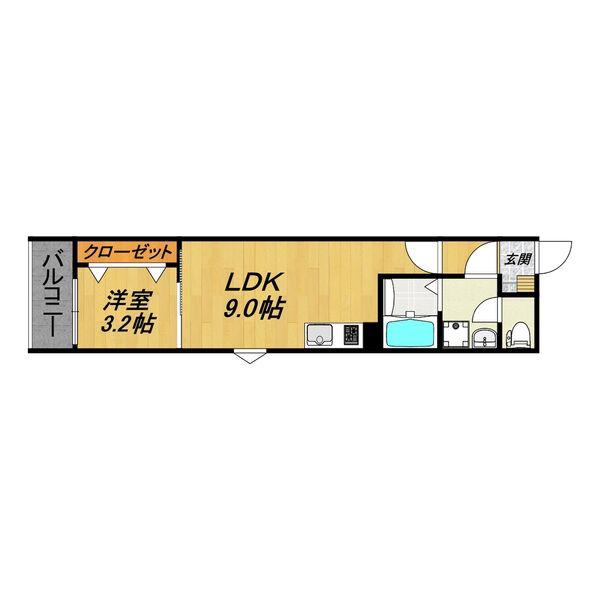LE COCON 甚目寺III(1LDK/1階)の間取り写真