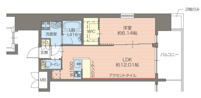 プレジオ江坂ROUGE(1LDK/15階)の間取り写真