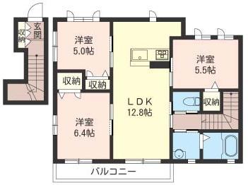ラカーサフィオーレ(3LDK/2階)の間取り写真