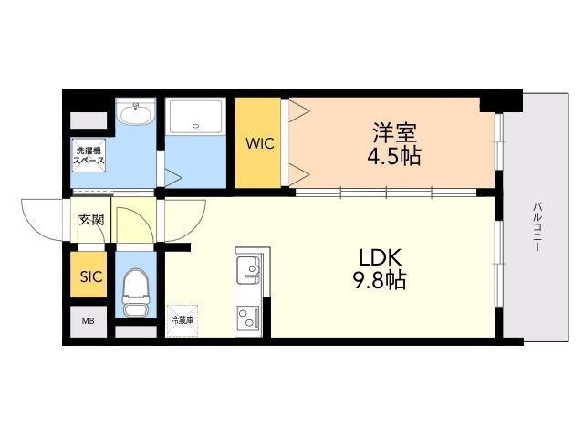 S-RESIDENCE中呉服(1LDK/4階)の間取り写真