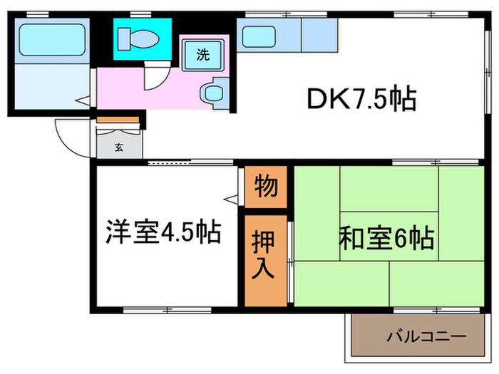 エトワール(2DK/2階)の間取り写真