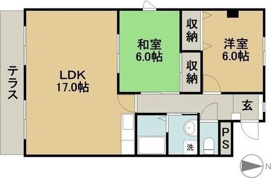 ベルヴュー(2LDK/1階)の間取り写真