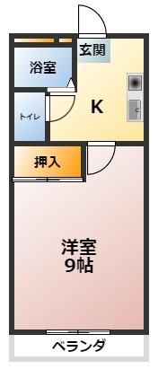 グレイスK.O.M I(1K/1階)の間取り写真