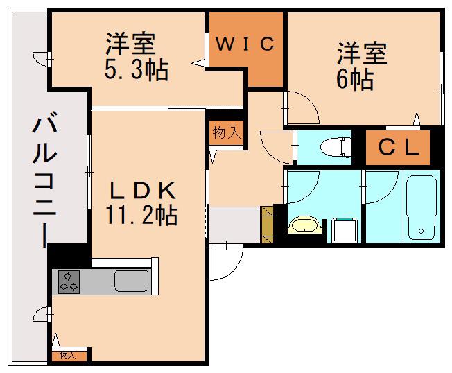 メゾン ココル(2LDK/2階)の間取り写真