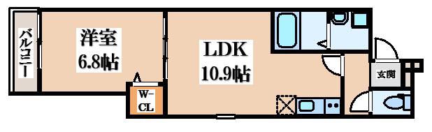 フジパレス忍ケ丘III番館(1LDK/1階)の間取り写真