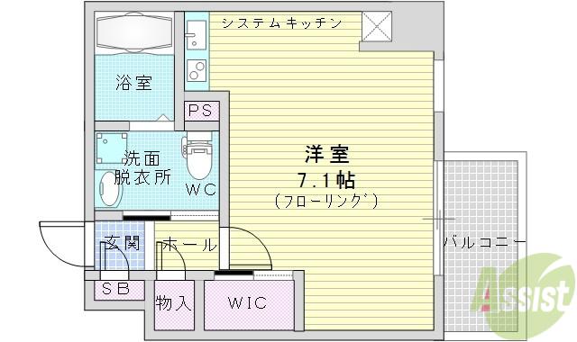 ドゥーエ江坂3(ワンルーム/14階)の間取り写真