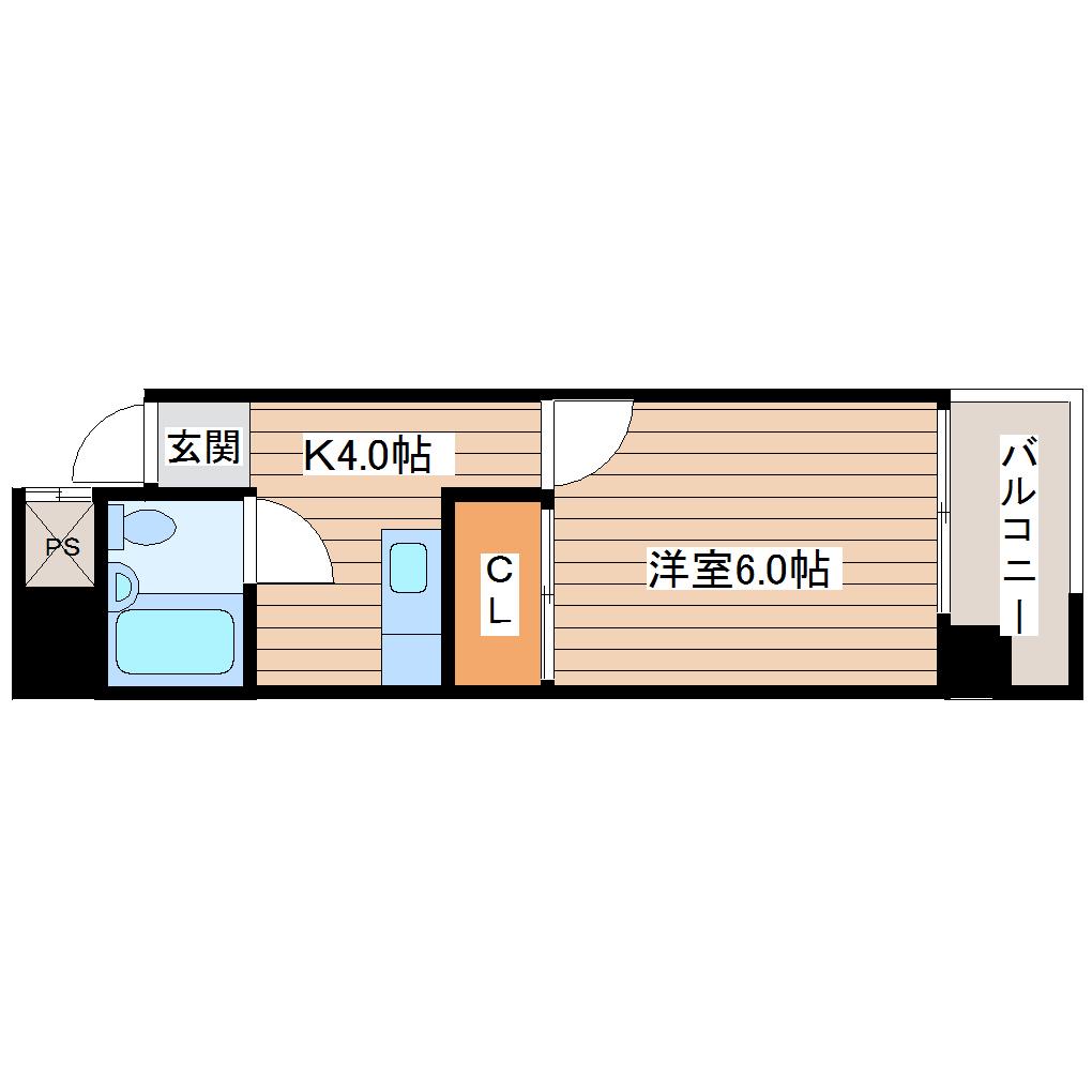 サンコーポ新寺(1K/6階)の間取り写真