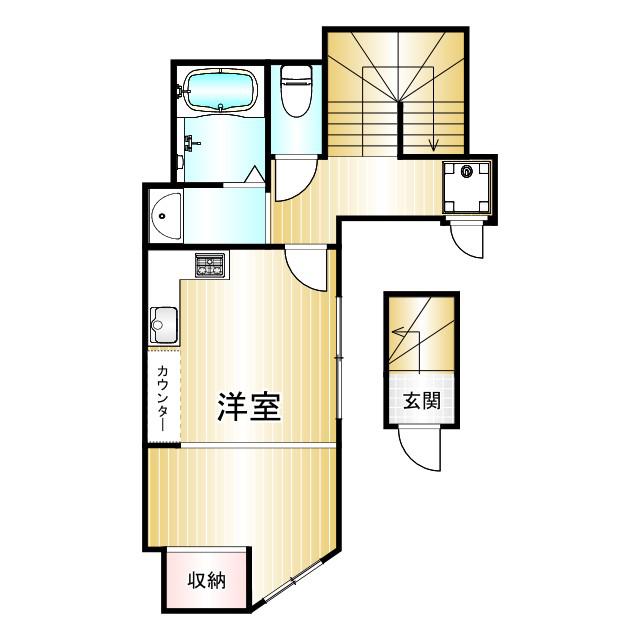 方南町テラスハウスE(ワンルーム/3階)の間取り写真