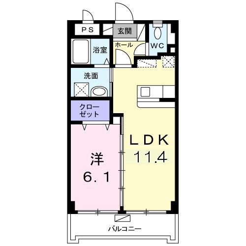 フォルシア与那原(1LDK/1階)の間取り写真