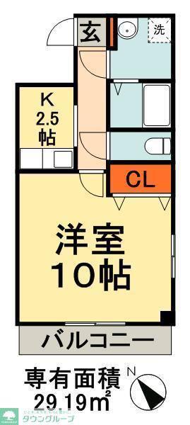 パークサイドヒルズ(1K/2階)の間取り写真