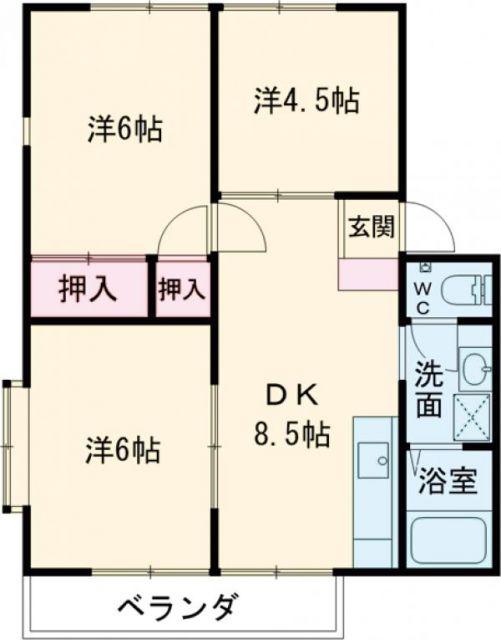 ウィンディア広田A棟(3LDK/1階)の間取り写真