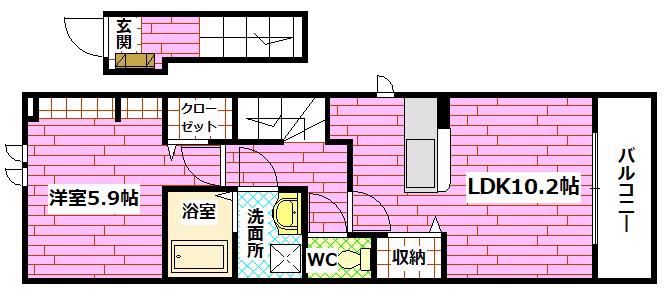 メゾン アンジュ(1LDK/2階)の間取り写真