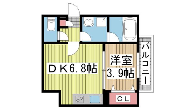 サウスフィールド(1DK/3階)の間取り写真