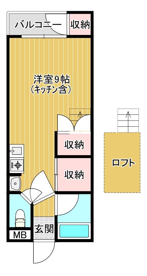 ピエスモンテA(ワンルーム/2階)の間取り写真