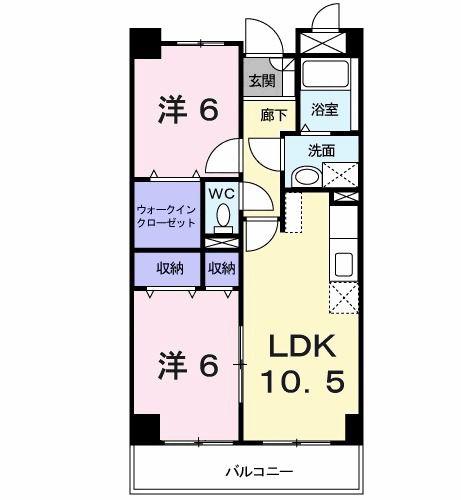ポポラーレ(2LDK/1階)の間取り写真