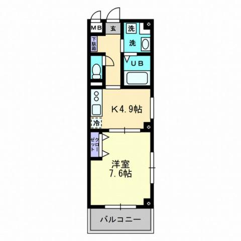セブンシーズ城見(1DK/2階)の間取り写真