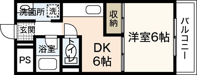 スタープラザ舟入(1DK/4階)の間取り写真