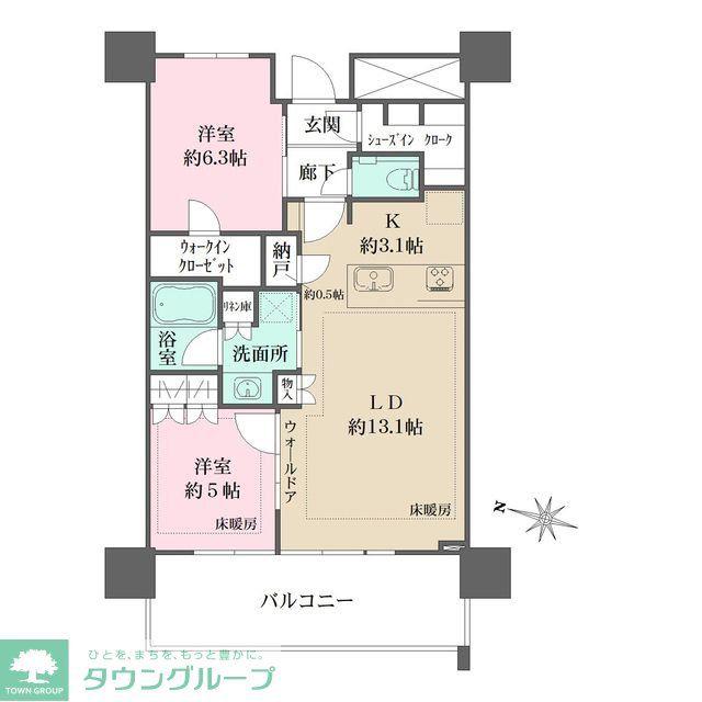 URAWA THE TOWER(2LDK/18階)の間取り写真