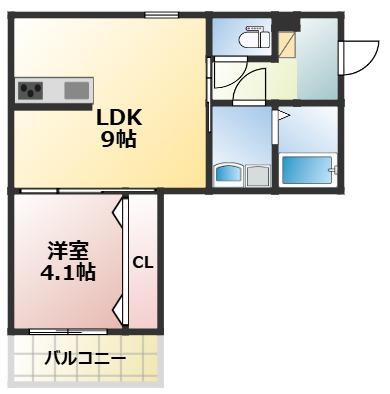 フォレスト渡鹿(1LDK/2階)の間取り写真