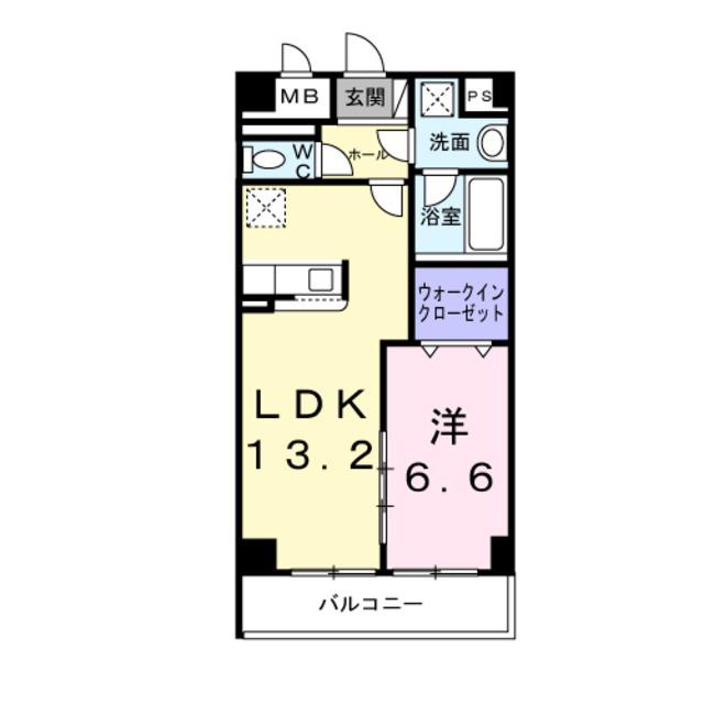 ドミールII オオハマ(1LDK/4階)の間取り写真