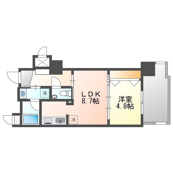 ワイズシティ壺川ステーション(1LDK/3階)の間取り写真