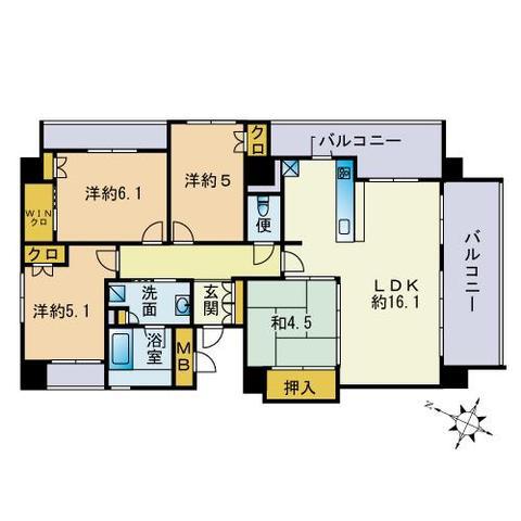 MJR桜坂二丁目(4LDK/2階)の間取り写真