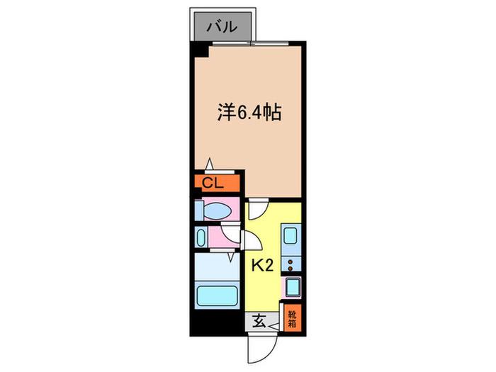 サンフローラ三条大宮(1K/2階)の間取り写真