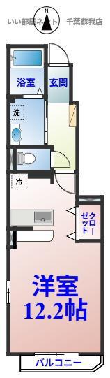 ソレアードA(ワンルーム/1階)の間取り写真