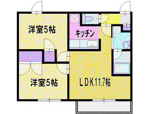 VEGA平岡1-2(2LDK/3階)の間取り写真