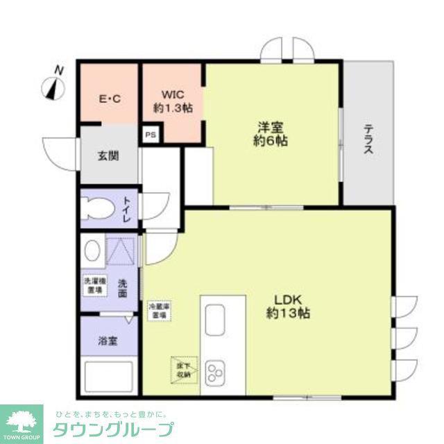 PRINTEMPS(1LDK/1階)の間取り写真