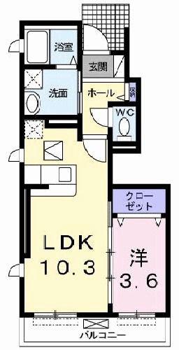 スィーニ(1LDK/1階)の間取り写真